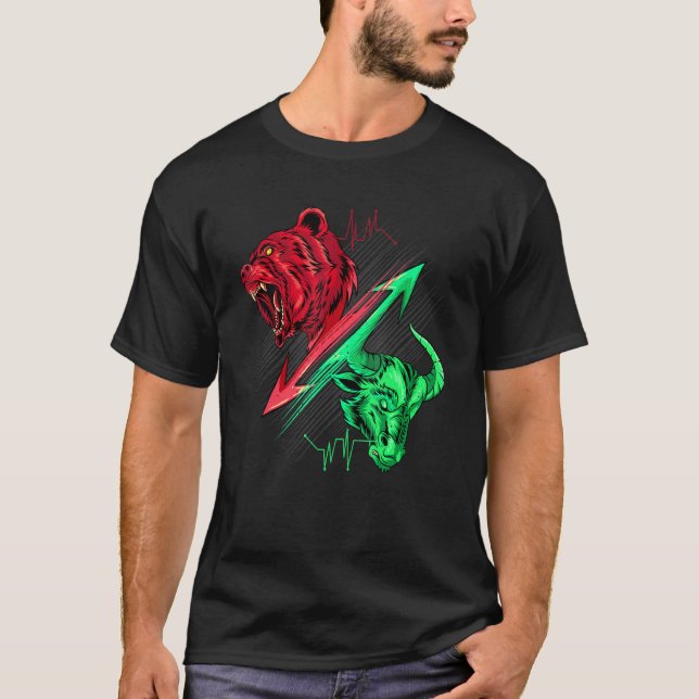 Camiseta Bear Vs. Bull Stock Chart Analysis Cryptocurrency (Frente)