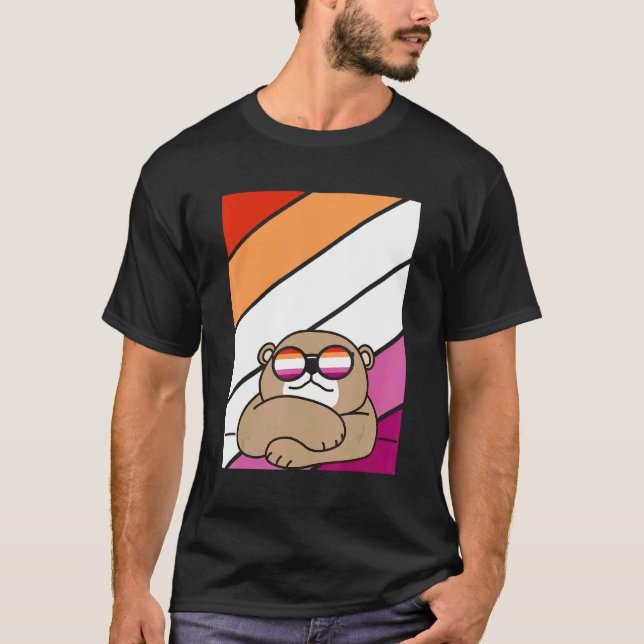 Camiseta Bear With Pride Lesbian Flag LGBTQ Proud Ally Prid (Frente)