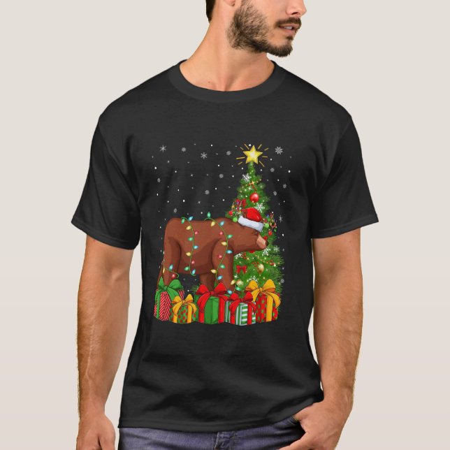 Camiseta Bear Xmas Tree Lighting Santa Hat Grizzar Chr (Frente)
