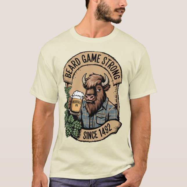 Camiseta Beard Game Strong Wilderness Bison Design (Frente)