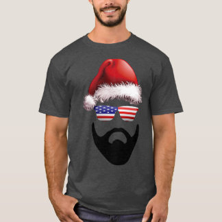 Camiseta Beard Santa Hat - América de Bandeira de Natal