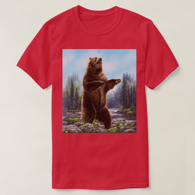 Camiseta Beard Style al urso pintura na floresta (Frente do Design)