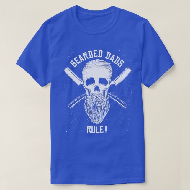 Camiseta Bearded Dads Rule Funny Skull with Beard Design (Frente do Design)