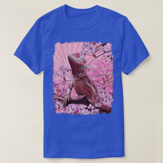 Camiseta Bearded Dragon Aesthetic Pink Sakura Cherry Blosso (Frente do Design)