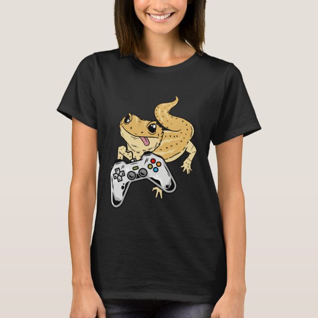 Camiseta Bearded Dragon Gamer Video Games Lizard Reptile Ga (Frente)