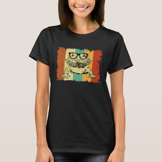 Camiseta Bearded Dragon Glasses Nerd  Animal Optician Vinta (Frente)