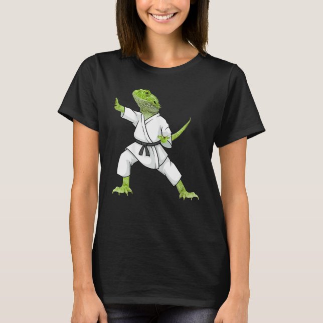 Camiseta Bearded Dragon Karate Lizard Reptile Animal Austra (Frente)
