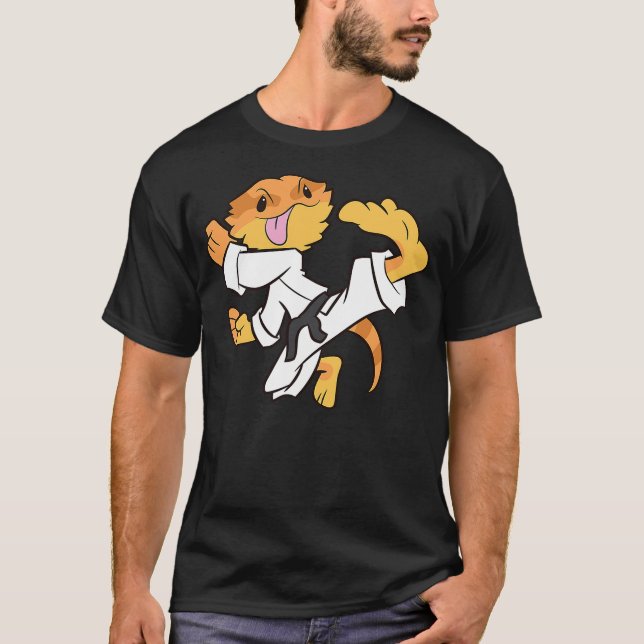 Camiseta Bearded Dragon Karate Samurai Lizard Bearded Drago (Frente)