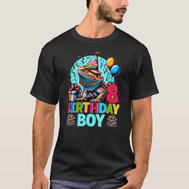 Camiseta Bearded Dragon Lizard 8th Birthday 8 Year Old Boy  (Frente)