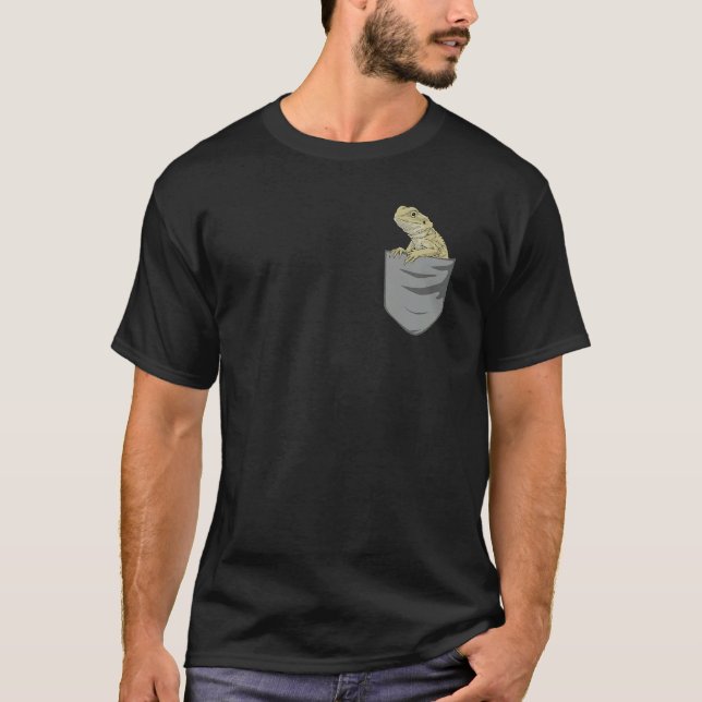Camiseta Bearded Dragon Pocket Design Cool Reptile Pet Liza (Frente)