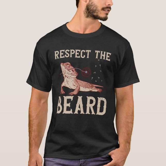 Camiseta Bearded Dragon Respect The Beard Reptiles Lizard (Frente)