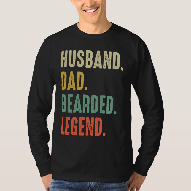 Camiseta Bearded Husband Dad Beard Legend  Vintage (Frente)