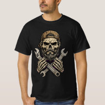 Bearded Skull Mechanic Wrench - Tough Garage Tee