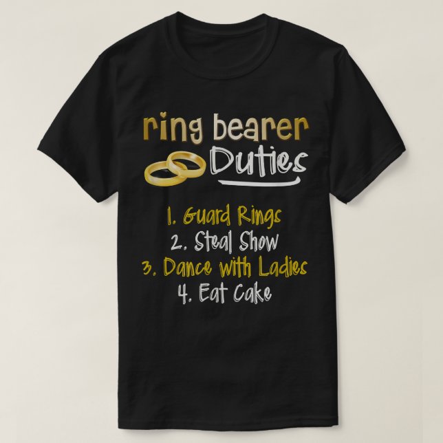 Camiseta BEARER FUNNY RING DEVTIES Bonito Presente de Casam (Frente do Design)