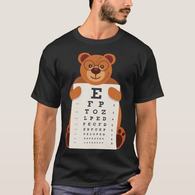 Camiseta Bears Baby Bear Holding Eye Chart Artistic Opticia (Frente)