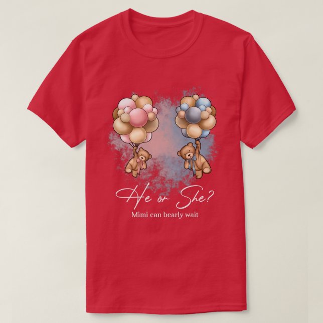Camiseta Bears Balloons Mimi Pode Esperar Revelação de Gêne (Frente do Design)