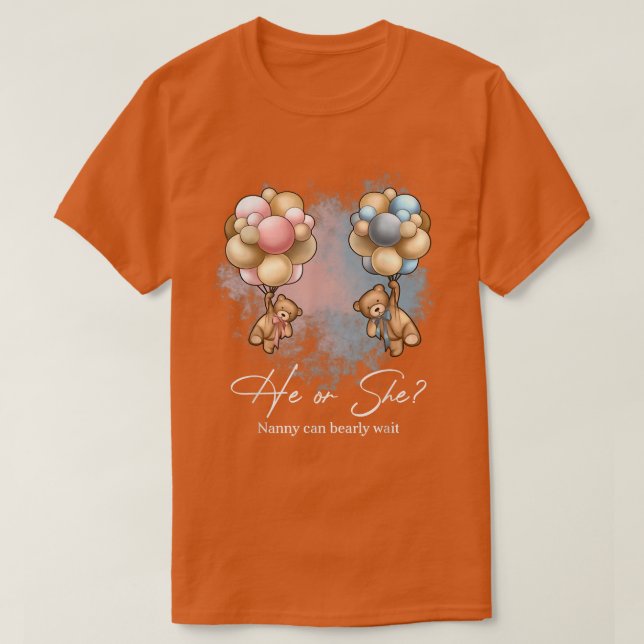 Camiseta Bears Balloons Nanny Pode Esperar Revelação de Gên (Frente do Design)