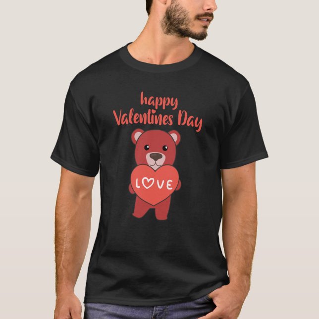 Camiseta Bears happy Valentine's Day Cute Animals With Hear (Frente)