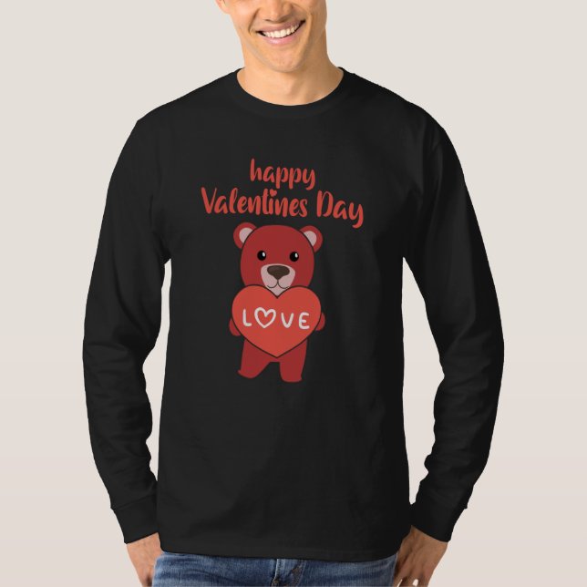 Camiseta Bears happy Valentine's Day Cute Animals With Hear (Frente)