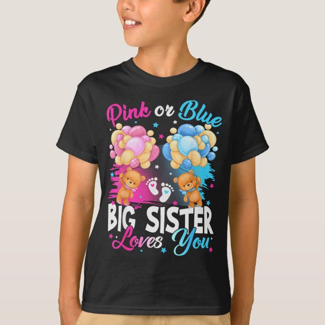 Camiseta Bears Nk Or Blue Big Sister Loves You Gender Revea (Frente)