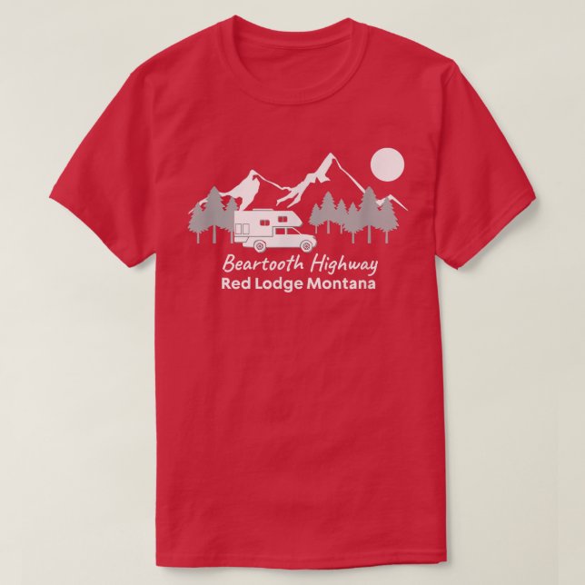 Camiseta Beartooth Highway Red Lodge Montana  Truck Camper  (Frente do Design)