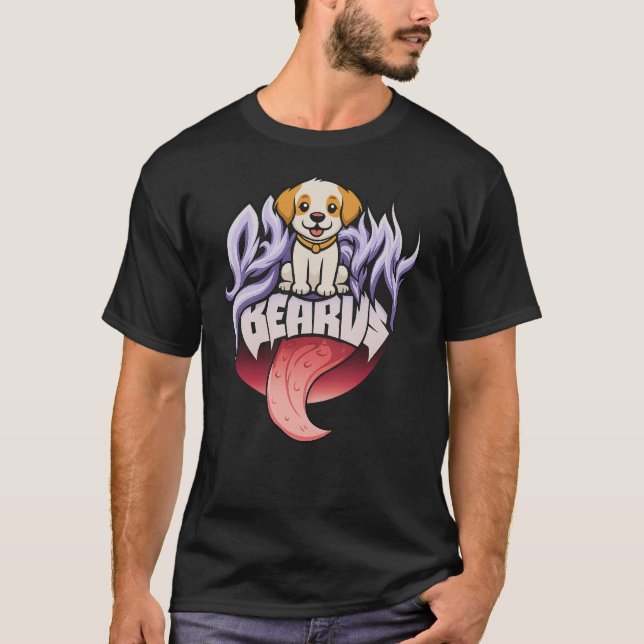 Camiseta Bearus Cute Dog Tongue Out Cartoon (Frente)