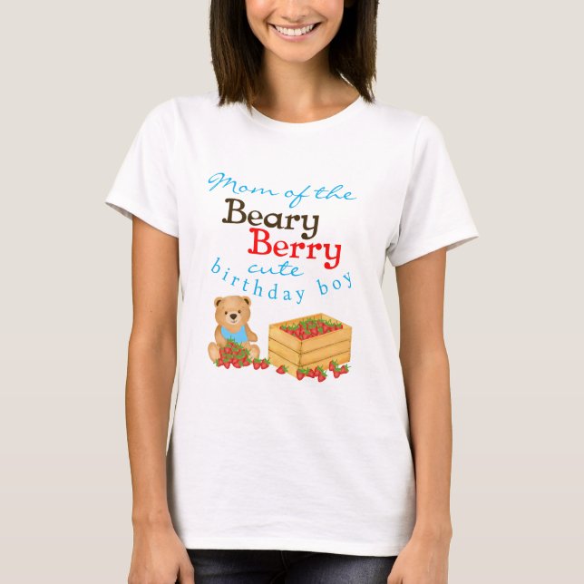 Camiseta Beary Berry Cute Cute's Strawberry Mãe Aniversário (Frente)