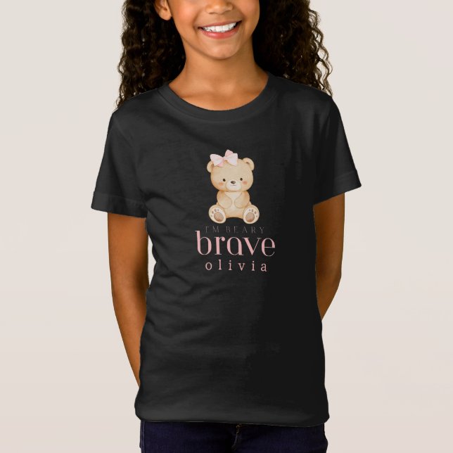 Camiseta beary brave childhood cancer sick kids custom name (Frente)