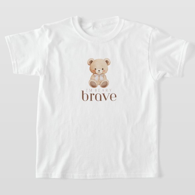 Camiseta beary brave childhood cancer sick kids cute  (Postura )
