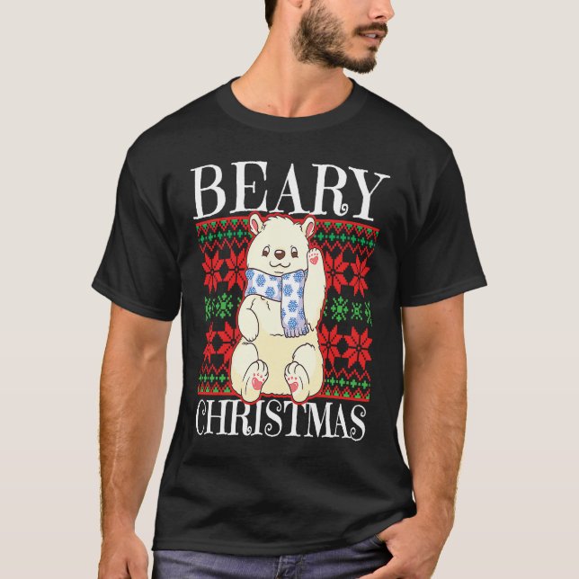 Camiseta Beary Christmas Christmas Polar Bear Ugly Sweater  (Frente)