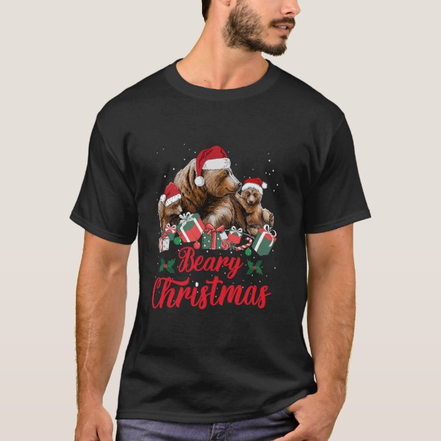 Camiseta Beary Christmas Mama Bear Papais noeis bonitinhos  (Frente)