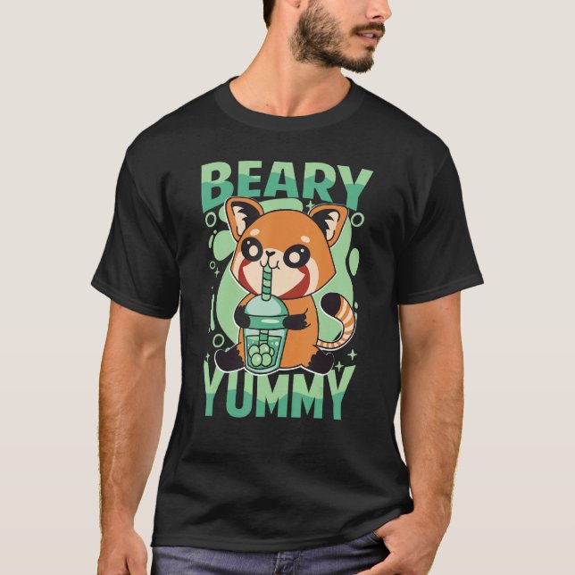 Camiseta Beary Yummy Cute Red Panda Milk Tea 1 (Frente)