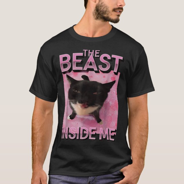 Camiseta Beast Inside Me Cat Meme (Frente)