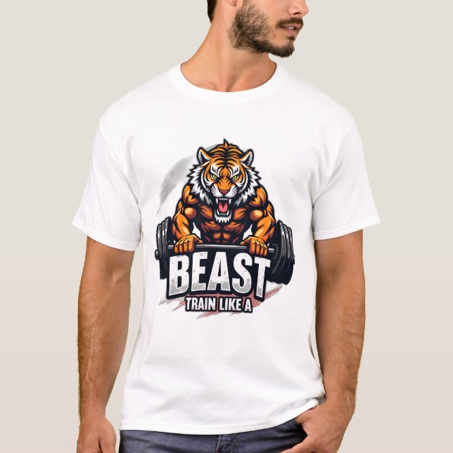Camiseta Beast Mode On – Fitness Workout T-Shirt Design (Frente)