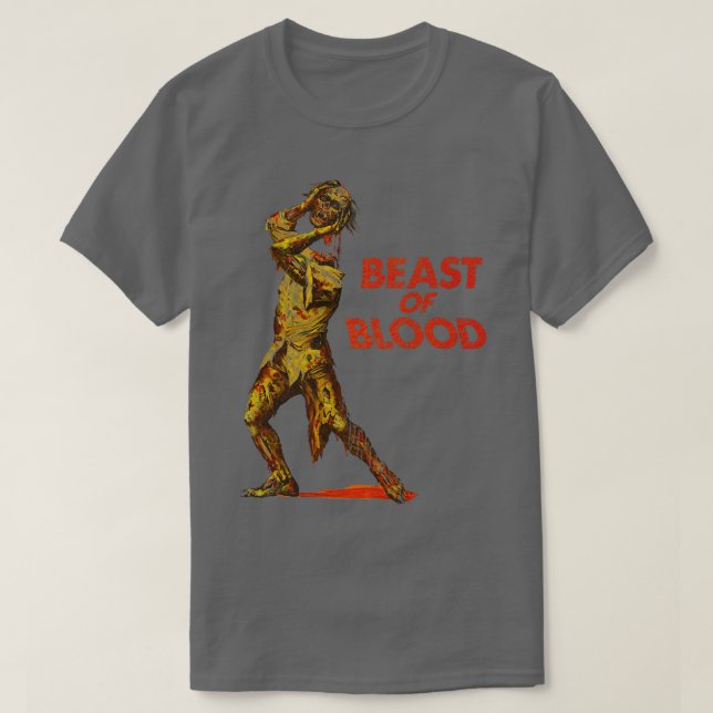 Camiseta Beast of Blood Retro 60s Cult Horror Movie (Frente do Design)