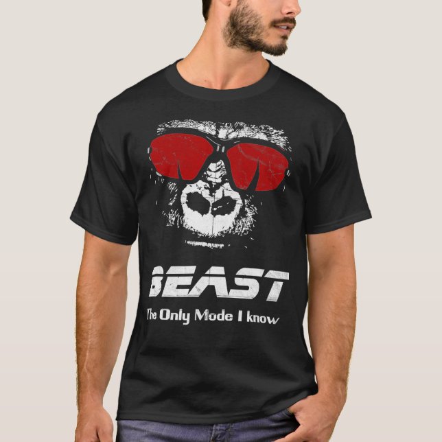 Camiseta BEAST The only mode I know   Funny Workout Gym Yog (Frente)