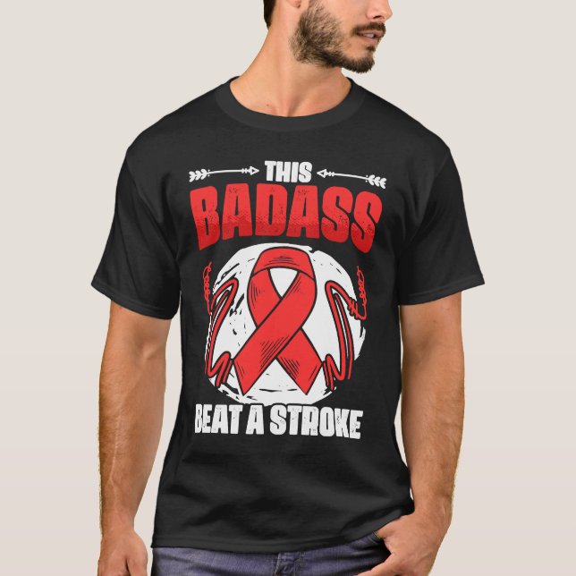 Camiseta Beat A Stroke Survivor Red Ribbon Stroke Awareness (Frente)