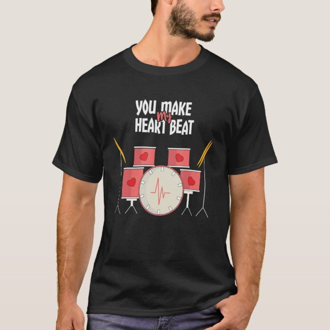 Camiseta Beat Drum Drumming Drummer Day Happy Valent (Frente)