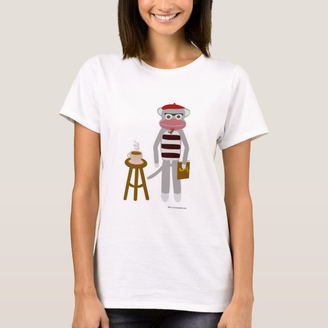 Camiseta Beatnik Sock Monkey Funny Retro (Frente)