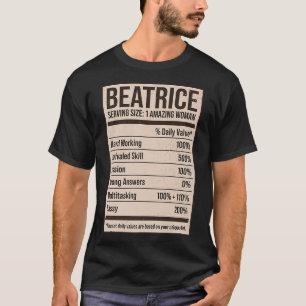 Camiseta Beatrice Nutrition Facts Name Apelido Alias Title