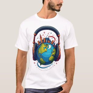 Camiseta Beats globais: Terra e fones de ouvidoT-Shirt