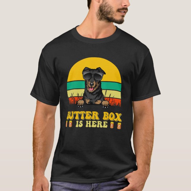 Camiseta Beauceron Dog Butter Box Is Here Father s Day (Frente)
