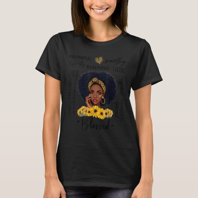 Camiseta Beautiful African American Black Woman Sunflower L (Frente)