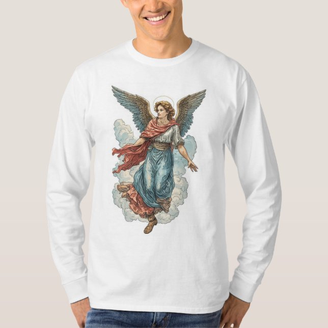 Camiseta Beautiful Angel Men's Christian Long Sleeve Tee (Frente)
