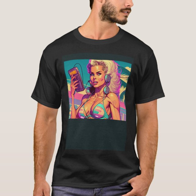 Camiseta Beautiful Beach Girl In Retro Style (Frente)