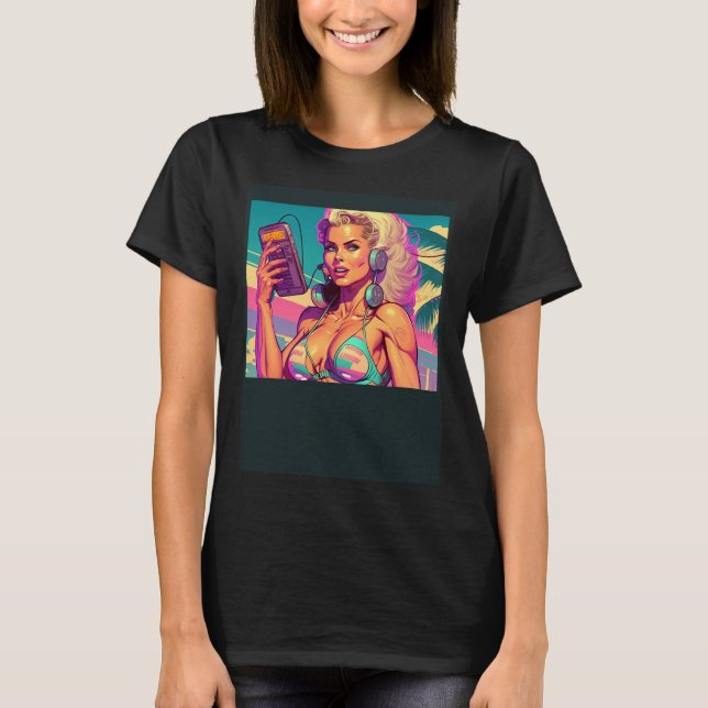 Camiseta Beautiful Beach Girl In Retro Style (Frente)