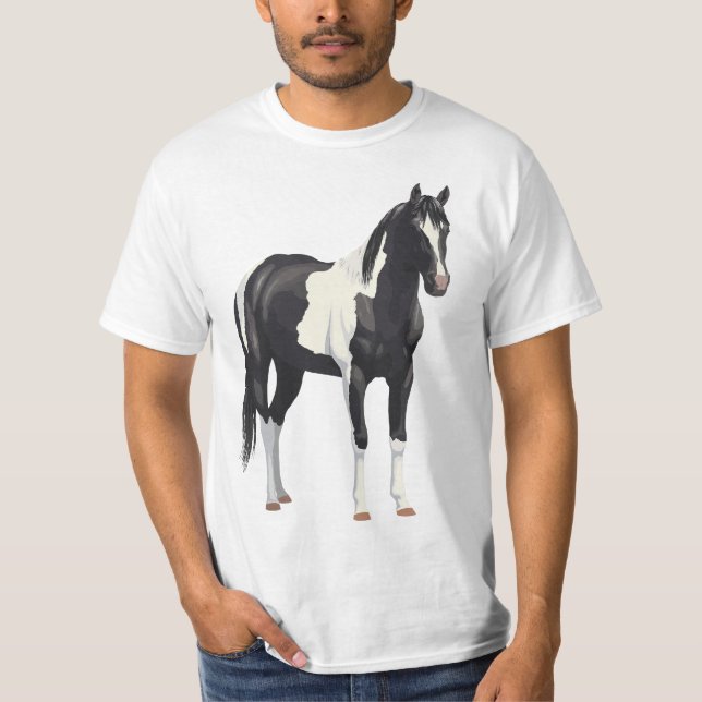 Camiseta Beautiful Black Pinto Paint Horse  (Frente)