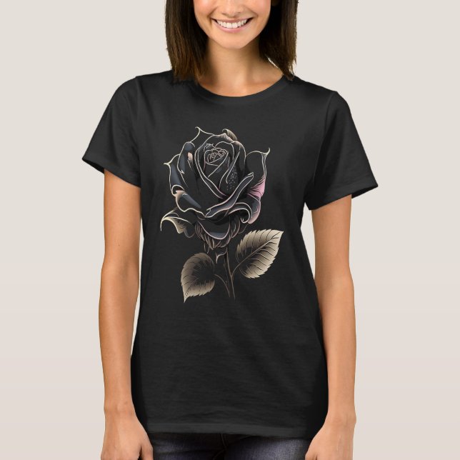 Camiseta Beautiful Black Rose Flower (Frente)