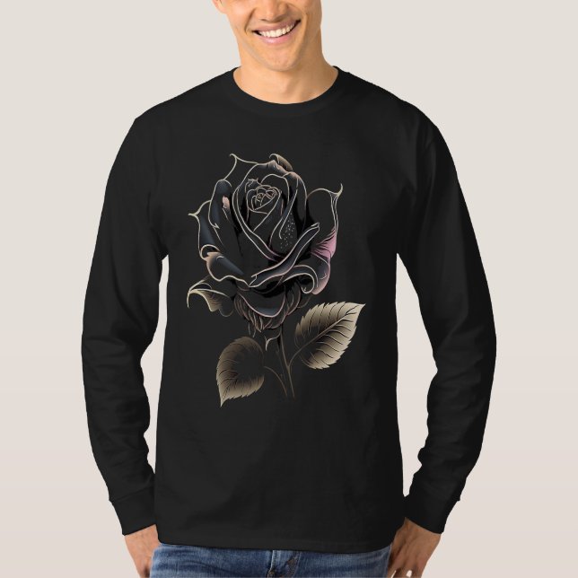 Camiseta Beautiful Black Rose Flower (Frente)