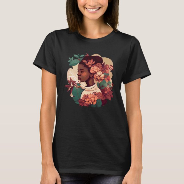 Camiseta Beautiful Black Woman Afro Melanin Queen Cute Flow (Frente)
